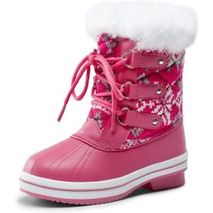 imageDREAM PAIRS Cozy Kids Snow Boots Warm amp WaterResistant Winter Boots with Faux Fur for AllDay Play NonSlip Mid Calf BootsRose Red
