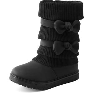 imageDREAM PAIRS Girls Winter Snow Boots Faux Fur Lined Mid Calf ShoesBlack