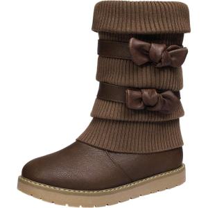 imageDREAM PAIRS Girls Winter Snow Boots Faux Fur Lined Mid Calf ShoesBrown