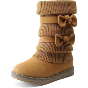 imageDREAM PAIRS Girls Winter Snow Boots Faux Fur Lined Mid Calf ShoesCamel