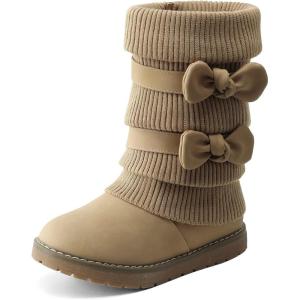 imageDREAM PAIRS Girls Winter Snow Boots Faux Fur Lined Mid Calf ShoesKhaki