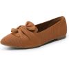 imageDREAM PAIRS Flats for Women Pointed Toe Foldable Knit Ballet Flats Comfortable SlipOn Dress Shoes Elegant Bow Flats for Work Office Business Casual TravelBrown