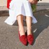 imageDREAM PAIRS Flats for Women Pointed Toe Foldable Knit Ballet Flats Comfortable SlipOn Dress Shoes Elegant Bow Flats for Work Office Business Casual TravelRed