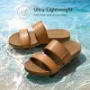 imageDREAM PAIRS Womens Open Toe Slides Sandals Comfortable Arch Support Footbed Two Strap Slipon Fashion Casual Beach Vacation Lightweight Flat Sandals Summer for WomenNatural