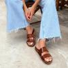 imageDREAM PAIRS Womens Open Toe Slides Sandals Comfortable Arch Support Footbed Two Strap Slipon Fashion Casual Beach Vacation Lightweight Flat Sandals Summer for WomenBrown