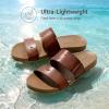 imageDREAM PAIRS Womens Open Toe Slides Sandals Comfortable Arch Support Footbed Two Strap Slipon Fashion Casual Beach Vacation Lightweight Flat Sandals Summer for WomenBrown