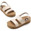 imageDREAM PAIRS Womens Orthopedic Arch Support Platform Sandals Comfortable Cork Insole Low Wedges Sandals Flatform Summer Dress Shoes Cute Buckle Wedges for BeachBeige