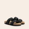 imageDREAM PAIRS Womens Slides Soft Genuine Footbed Sandals Comfortable Adjustable Double Buckle Slipon Flat Sandals with Arch Support Frame Dual Slippers for Summer 2026Black