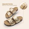 imageDREAM PAIRS Womens Slides Soft Genuine Footbed Sandals Comfortable Adjustable Double Buckle Slipon Flat Sandals with Arch Support Frame Dual Slippers for Summer 2026Gold