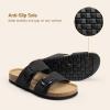 imageDREAM PAIRS Womens Slides Soft Genuine Footbed Sandals Comfortable Adjustable Double Buckle Slipon Flat Sandals with Arch Support Frame Dual Slippers for Summer 2026Black
