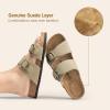 imageDREAM PAIRS Womens Slides Soft Genuine Footbed Sandals Comfortable Adjustable Double Buckle Slipon Flat Sandals with Arch Support Frame Dual Slippers for Summer 2026Taupe