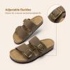imageDREAM PAIRS Womens Slides Soft Genuine Footbed Sandals Comfortable Adjustable Double Buckle Slipon Flat Sandals with Arch Support Frame Dual Slippers for Summer 2026Brown