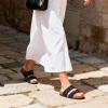 imageDREAM PAIRS Womens Slides Soft Genuine Footbed Sandals Comfortable Adjustable Double Buckle Slipon Flat Sandals with Arch Support Frame Dual Slippers for Summer 2026Black