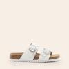 imageDREAM PAIRS Womens Slides Soft Genuine Footbed Sandals Comfortable Adjustable Double Buckle Slipon Flat Sandals with Arch Support Frame Dual Slippers for Summer 2026White