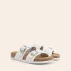 imageDREAM PAIRS Womens Slides Soft Genuine Footbed Sandals Comfortable Adjustable Double Buckle Slipon Flat Sandals with Arch Support Frame Dual Slippers for Summer 2026White