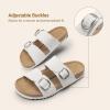 imageDREAM PAIRS Womens Slides Soft Genuine Footbed Sandals Comfortable Adjustable Double Buckle Slipon Flat Sandals with Arch Support Frame Dual Slippers for Summer 2026White