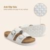 imageDREAM PAIRS Womens Slides Soft Genuine Footbed Sandals Comfortable Adjustable Double Buckle Slipon Flat Sandals with Arch Support Frame Dual Slippers for Summer 2026White
