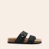 imageDREAM PAIRS Womens Slides Soft Genuine Footbed Sandals Comfortable Adjustable Double Buckle Slipon Flat Sandals with Arch Support Frame Dual Slippers for Summer 2026Black