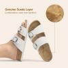 imageDREAM PAIRS Womens Slides Soft Genuine Footbed Sandals Comfortable Adjustable Double Buckle Slipon Flat Sandals with Arch Support Frame Dual Slippers for Summer 2026White