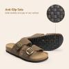 imageDREAM PAIRS Womens Slides Soft Genuine Footbed Sandals Comfortable Adjustable Double Buckle Slipon Flat Sandals with Arch Support Frame Dual Slippers for Summer 2026Brown