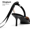 imageDREAM PAIRS Womens Slingback Lace Up Kitten Low Heel Closed Toe Ankle Strap Heels Pointed Toe Strappy Pumps Shoes Party Wedding Dress ShoesBlack
