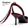 imageDREAM PAIRS Womens Slingback Lace Up Kitten Low Heel Closed Toe Ankle Strap Heels Pointed Toe Strappy Pumps Shoes Party Wedding Dress ShoesBurgundy