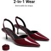 imageDREAM PAIRS Womens Slingback Lace Up Kitten Low Heel Closed Toe Ankle Strap Heels Pointed Toe Strappy Pumps Shoes Party Wedding Dress ShoesBurgundy