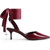 imageDREAM PAIRS Womens Slingback Lace Up Kitten Low Heel Closed Toe Ankle Strap Heels Pointed Toe Strappy Pumps Shoes Party Wedding Dress ShoesBurgundy