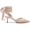 imageDREAM PAIRS Womens Slingback Lace Up Kitten Low Heel Closed Toe Ankle Strap Heels Pointed Toe Strappy Pumps Shoes Party Wedding Dress ShoesNude