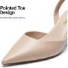 imageDREAM PAIRS Womens Slingback Lace Up Kitten Low Heel Closed Toe Ankle Strap Heels Pointed Toe Strappy Pumps Shoes Party Wedding Dress ShoesNude