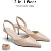 imageDREAM PAIRS Womens Slingback Lace Up Kitten Low Heel Closed Toe Ankle Strap Heels Pointed Toe Strappy Pumps Shoes Party Wedding Dress ShoesNude
