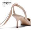imageDREAM PAIRS Womens Slingback Lace Up Kitten Low Heel Closed Toe Ankle Strap Heels Pointed Toe Strappy Pumps Shoes Party Wedding Dress ShoesNude