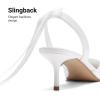 imageDREAM PAIRS Womens Slingback Lace Up Kitten Low Heel Closed Toe Ankle Strap Heels Pointed Toe Strappy Pumps Shoes Party Wedding Dress ShoesWhite