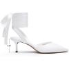 imageDREAM PAIRS Womens Slingback Lace Up Kitten Low Heel Closed Toe Ankle Strap Heels Pointed Toe Strappy Pumps Shoes Party Wedding Dress ShoesWhite