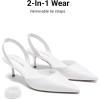 imageDREAM PAIRS Womens Slingback Lace Up Kitten Low Heel Closed Toe Ankle Strap Heels Pointed Toe Strappy Pumps Shoes Party Wedding Dress ShoesWhite