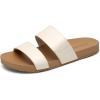 imageDREAM PAIRS Womens Open Toe Slides Sandals Comfortable Arch Support Footbed Two Strap Slipon Fashion Casual Beach Vacation Lightweight Flat Sandals Summer for WomenBeige