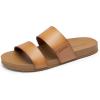 imageDREAM PAIRS Womens Open Toe Slides Sandals Comfortable Arch Support Footbed Two Strap Slipon Fashion Casual Beach Vacation Lightweight Flat Sandals Summer for WomenNatural