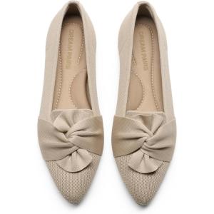 imageDREAM PAIRS Flats for Women Pointed Toe Foldable Knit Ballet Flats Comfortable SlipOn Dress Shoes Elegant Bow Flats for Work Office Business Casual TravelNude