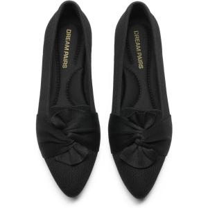 imageDREAM PAIRS Flats for Women Pointed Toe Foldable Knit Ballet Flats Comfortable SlipOn Dress Shoes Elegant Bow Flats for Work Office Business Casual TravelBlack