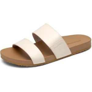 imageDREAM PAIRS Womens Open Toe Slides Sandals Comfortable Arch Support Footbed Two Strap Slipon Fashion Casual Beach Vacation Lightweight Flat Sandals Summer for WomenBeige
