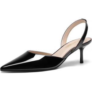 imageDREAM PAIRS Womens Slingback Lace Up Kitten Low Heel Closed Toe Ankle Strap Heels Pointed Toe Strappy Pumps Shoes Party Wedding Dress ShoesBlack
