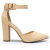 imageDREAM PAIRS Womens Chunky High Heels Dress Pumps Closed Pointed Toe Block Ankle Strap Shoes for Wedding PartyNudenubuck