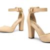 imageDREAM PAIRS Womens Chunky High Heels Dress Pumps Closed Pointed Toe Block Ankle Strap Shoes for Wedding PartyNudenubuck