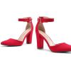 imageDREAM PAIRS Womens Chunky High Heels Dress Pumps Closed Pointed Toe Block Ankle Strap Shoes for Wedding PartyRed