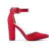 imageDREAM PAIRS Womens Chunky High Heels Dress Pumps Closed Pointed Toe Block Ankle Strap Shoes for Wedding PartyRed