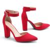 imageDREAM PAIRS Womens Chunky High Heels Dress Pumps Closed Pointed Toe Block Ankle Strap Shoes for Wedding PartyRed