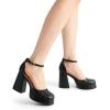 imageDREAM PAIRS Womens Chunky Platform High Heels Closed Toe Block Ankle Strap Dress Wedding Party Pumps ShoesBlackpu
