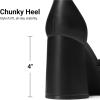 imageDREAM PAIRS Womens Chunky Platform High Heels Closed Toe Block Ankle Strap Dress Wedding Party Pumps ShoesBlackpu