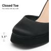 imageDREAM PAIRS Womens Chunky Platform High Heels Closed Toe Block Ankle Strap Dress Wedding Party Pumps ShoesBlacksatin