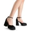 imageDREAM PAIRS Womens Chunky Platform High Heels Closed Toe Block Ankle Strap Dress Wedding Party Pumps ShoesBlacksatin